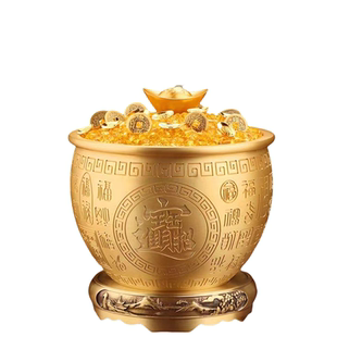 黄铜米缸招财聚财进宝百福缸聚宝盆办公室客厅店铺创意礼品小摆件
