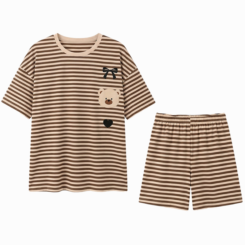 带胸垫短袖女士睡衣家居服可外穿