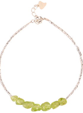 普陀山橄榄石碎银手链女静心礼物