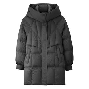 Mind Bridge2025年连帽保暖宽松鸭绒外套冬季女士中长款羽绒服