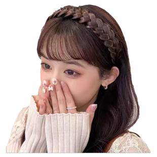 白头发遮盖神器假发女辫子刘海一体真发前额无痕遮白发的发箍头顶