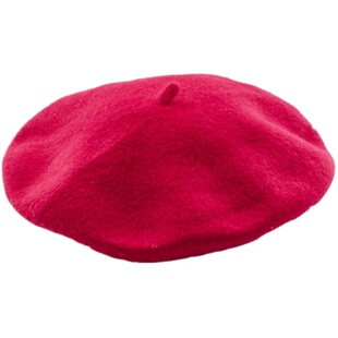 颜小姐/贝雷帽女羊毛冬季女士秋冬贝雷帽冬款红色红色圣诞贝雷帽