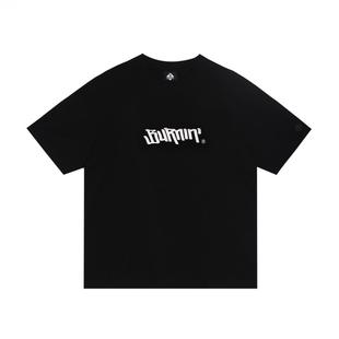 BURNIN*小火苗横排LOGO短袖T恤男女纯棉宽松休闲情侣同款国潮上衣