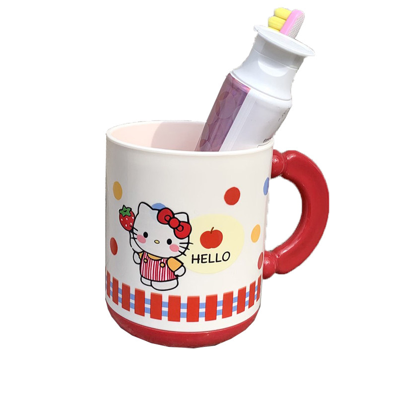 可爱漱口杯带手柄塑料刷牙杯