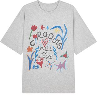 速写奥莱outlets男装春夏折扣新款T恤圆领短袖植物印花休闲潮流