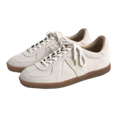 意大利银光绒面革德训鞋男女浅口圆头平底小白鞋 Brother Bridge