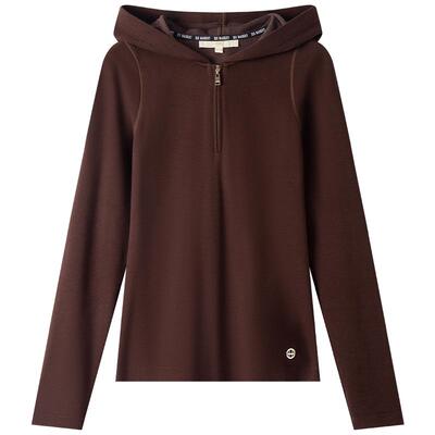 十二篮高级感修身磨毛长袖上衣女