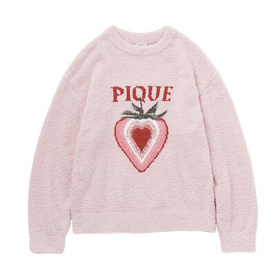 gelatopique草莓爱心半边绒睡衣