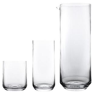 美国BOMSHBEE 北欧简约ins风 Optic系列个性套装透明直纹玻璃杯