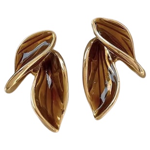 赠品【耳边落叶】美拉德复古咖色耳环