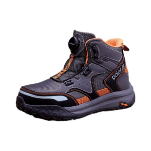 牛皮4E宽楦韩版旋转扣劳保鞋防砸防刺中帮安全鞋男透气耐磨防护鞋