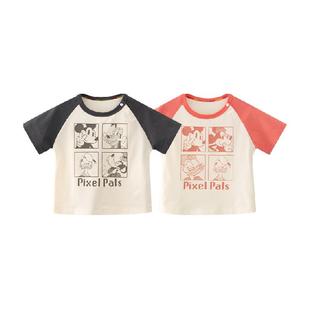 迪士尼儿童短袖t恤宝宝夏装男童衣服女童夏天上衣a类童装2025新款