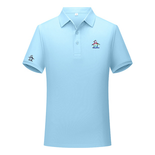 MUNSINGWEAR万星威高尔夫男装纯棉T恤短袖透气方领Polo衫日常百搭