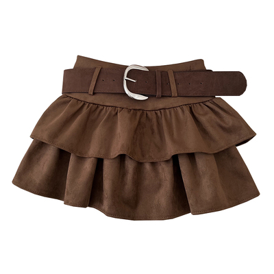 瘦荷叶边半身裙防走光短裙