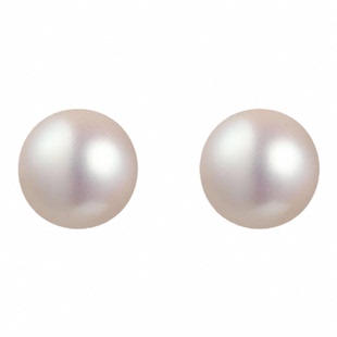 纯银珍珠耳钉S925ins博主露思同款复古港风大灯泡耳夹无耳洞耳环