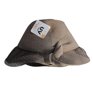 法式复古日本设计师款uv防晒网纱草帽优雅防晒帽可折叠大檐渔夫帽