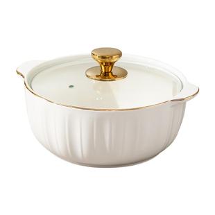 碗家用2025新款陶瓷大汤碗双耳汤锅带盖大号大碗商用汤盆创意餐具