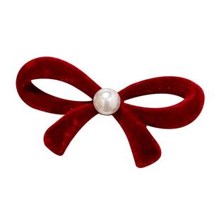 新年红色发夹边夹侧边本命年过年蝴蝶结发饰前额刘海鸭嘴夹子头饰