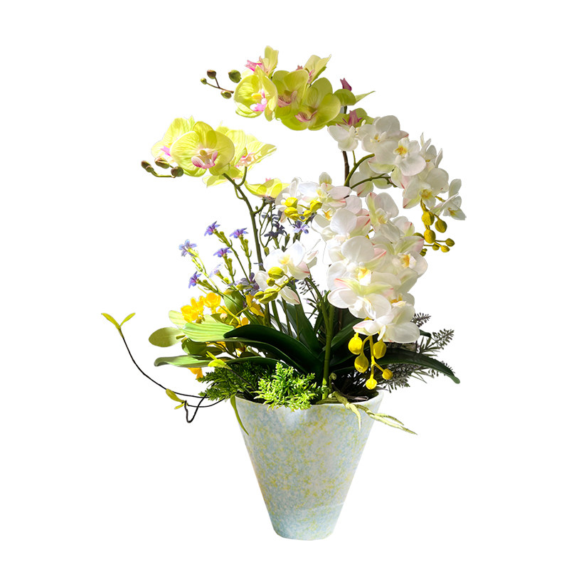 高品质蝴蝶兰仿真花假花盆栽摆件
