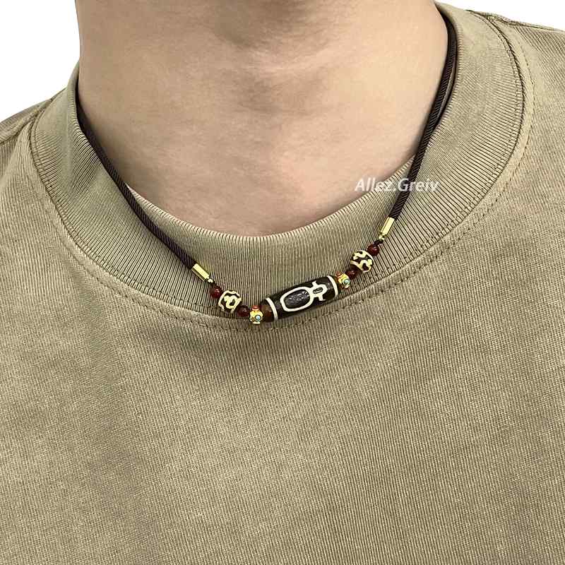 天珠项炼民族风藏式小众设计感男女情侣九眼六眼财神新中式覆古潮