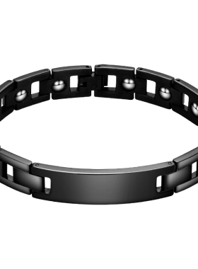 钛钢简约男生刻字电镀黑色手链