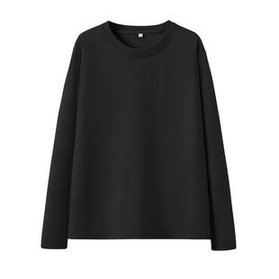 真维斯黑色圆领宽松打底衫女2026新款长袖内搭纯棉t恤内衬上衣女W