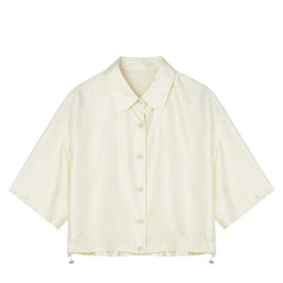 H·GENTEEL荷高年新款秋装下摆抽绳廓形短款衬衫女GUE31630561T