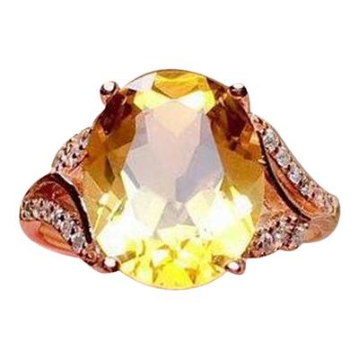 日韩黄水晶活口戒指女 925纯银时尚个性招财纳福辟佑转运百搭款潮