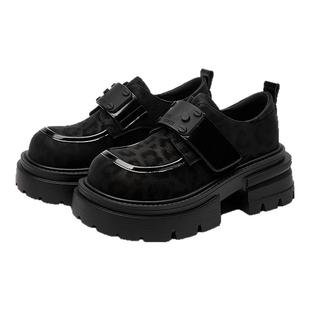 达芙妮厚底女鞋巨好看乐福鞋2026春季时尚增高单鞋黑色百搭小皮鞋