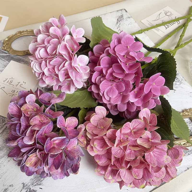 3D打印绣球手感仿真花 高档软装家居摆放婚庆粉紫色复古油画绣球