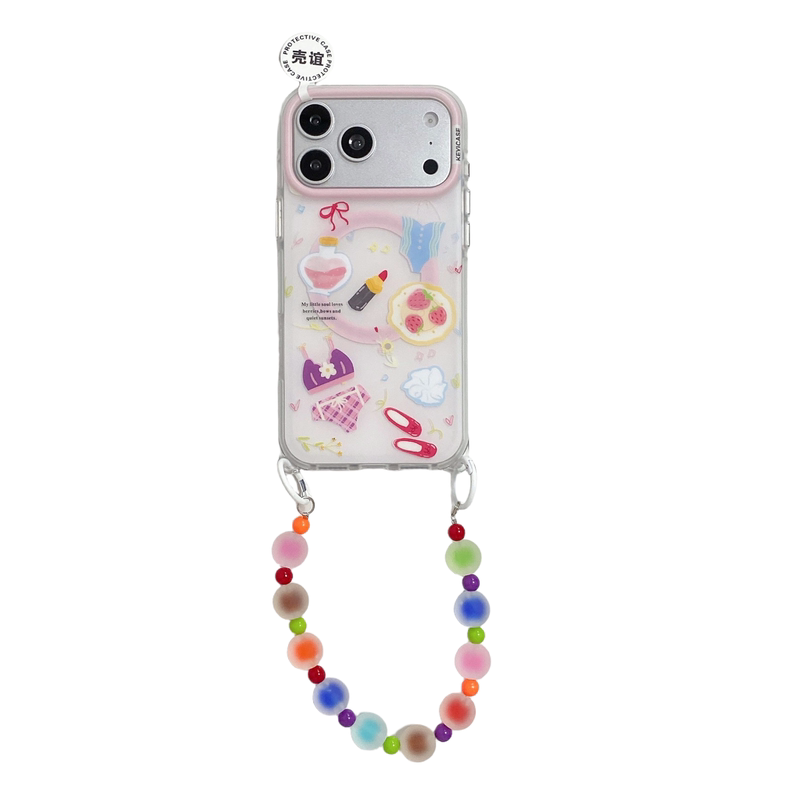KEYICASE壳谊双耳手提链子适用iphone18苹果17promax卡通16pro可爱15女生包相机键磨砂肤感抗指纹磁吸手机壳
