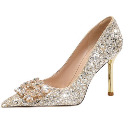 亮闪闪的法式婚鞋不累脚