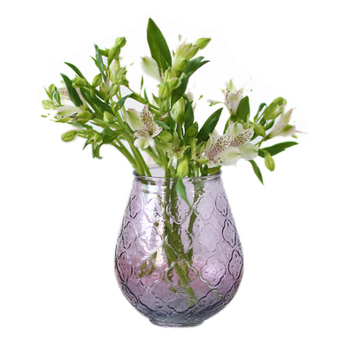 法式浪漫紫色三角形浮雕玻璃花瓶