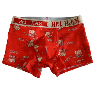 国风新年本命年一帆风顺男士内裤大红色新疆棉平角裤中腰四角裤头