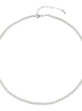 诗菀LuxeLoom银灰色仿施家高亮正圆珠珠项链复古赫本风A0127