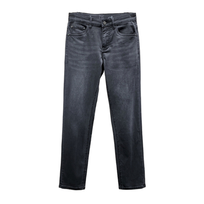 深黑灰修身弹力小直筒薄款牛仔裤