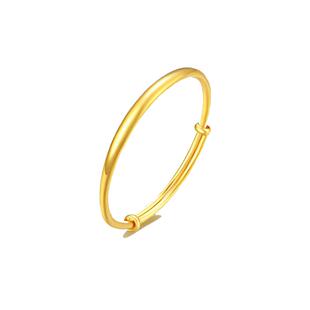 周大生黄金手镯5G足金宝宝推拉镯泥鳅背光面素圈手饰满月周岁礼物