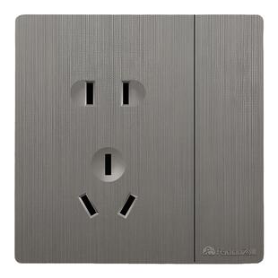 正品飞雕拉丝S9荧光灰色开关插座大板有线网线二合一斜五孔四控暗