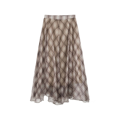AZure法式复古格纹半身裙