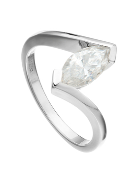 AHCHOO 静奢水滴莫桑石戒指小众设计高级感925银不规则扭曲指环女