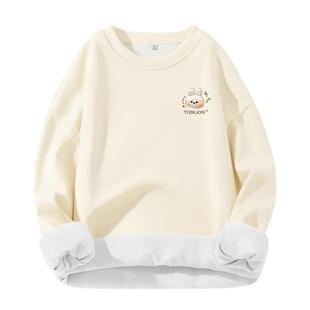 唐狮加绒卫衣女秋冬新款2026爆款时尚洋气无帽圆领深秋初冬外套VB