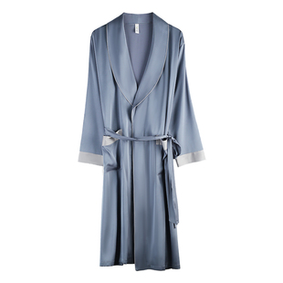 轩靓冰丝睡袍男士春秋季薄款长袖仿真丝绸睡衣春夏家居服浴袍晨袍