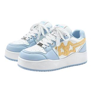 会说话的汤姆猫鞋子男鞋板鞋男女同款蓝白厚底时尚星星鞋百搭潮鞋