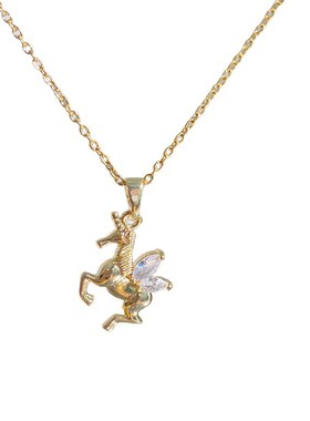 新款独角兽吊坠项链女锁骨链小众