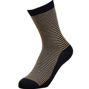 4双装华丹奴四季女士长筒纯棉经典横条纹熊仔精梳棉防臭时尚袜子