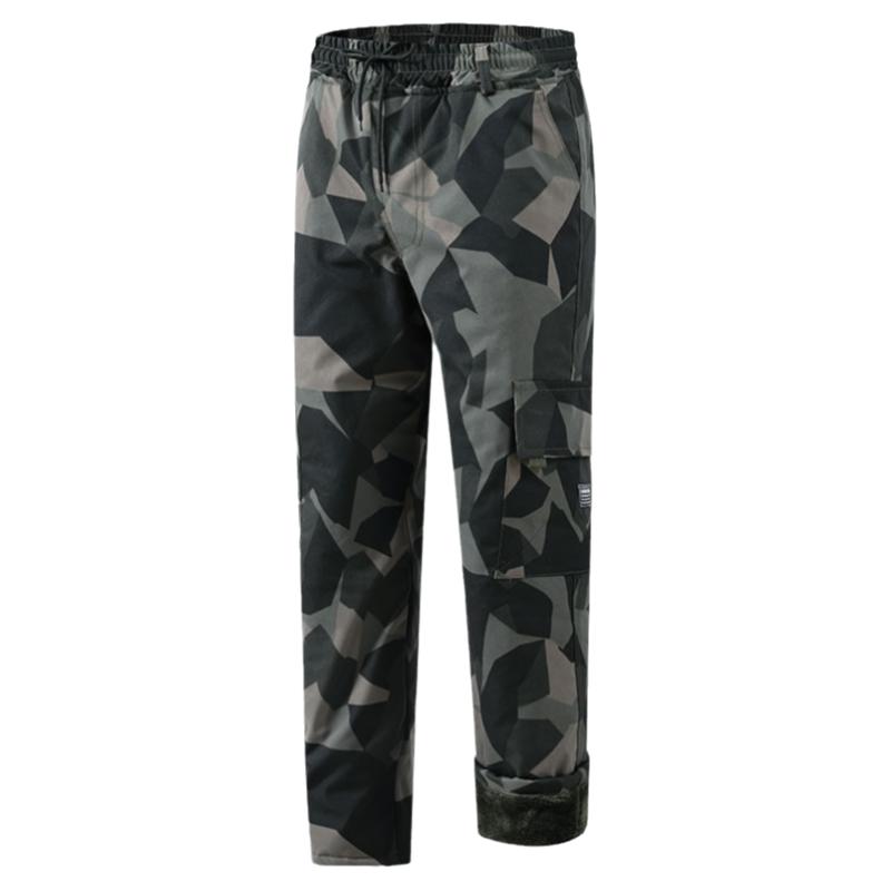 冬季劳保棉裤男士弹力加绒加厚耐磨防水迷彩工装裤高腰防寒保暖裤