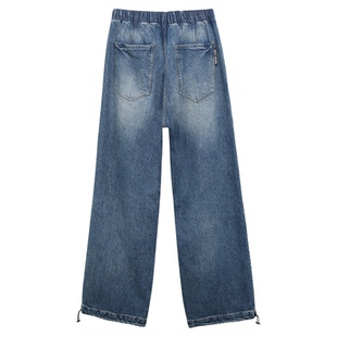 ABLE JEANS【松紧腰阔腿裤】女士宽松阔腿束脚休闲运动牛仔长裤