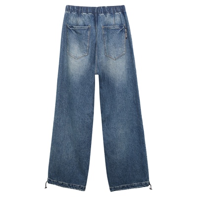 ABLE JEANS【松紧腰阔腿裤】女士宽松阔腿束脚休闲运动牛仔长裤