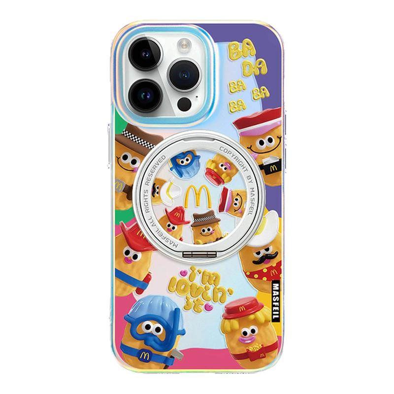 MASFEIL × 麦乐鸡家族适用苹果17Promax手机壳新款Lo5磁吸带支架iPhone16Pro保护套14支点15女高级创意13pm