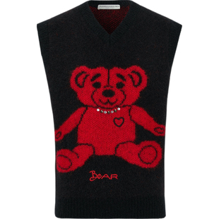 【38开门红】Alessandra Rich女刺绣马海毛针织无袖背心马甲